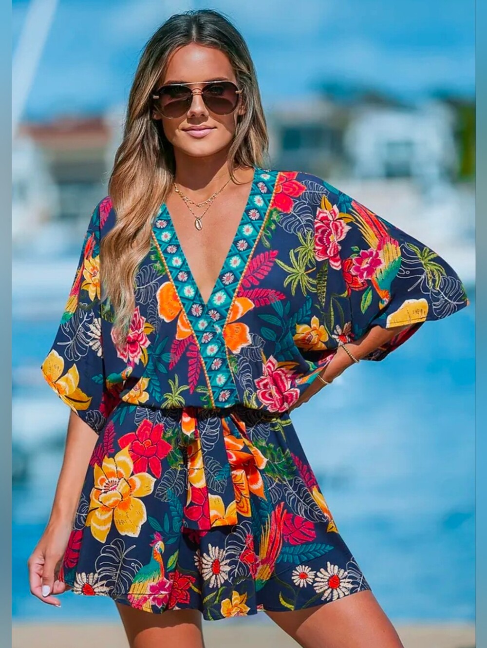 Cupshe - Lagoon Moon Floral Mini Dress